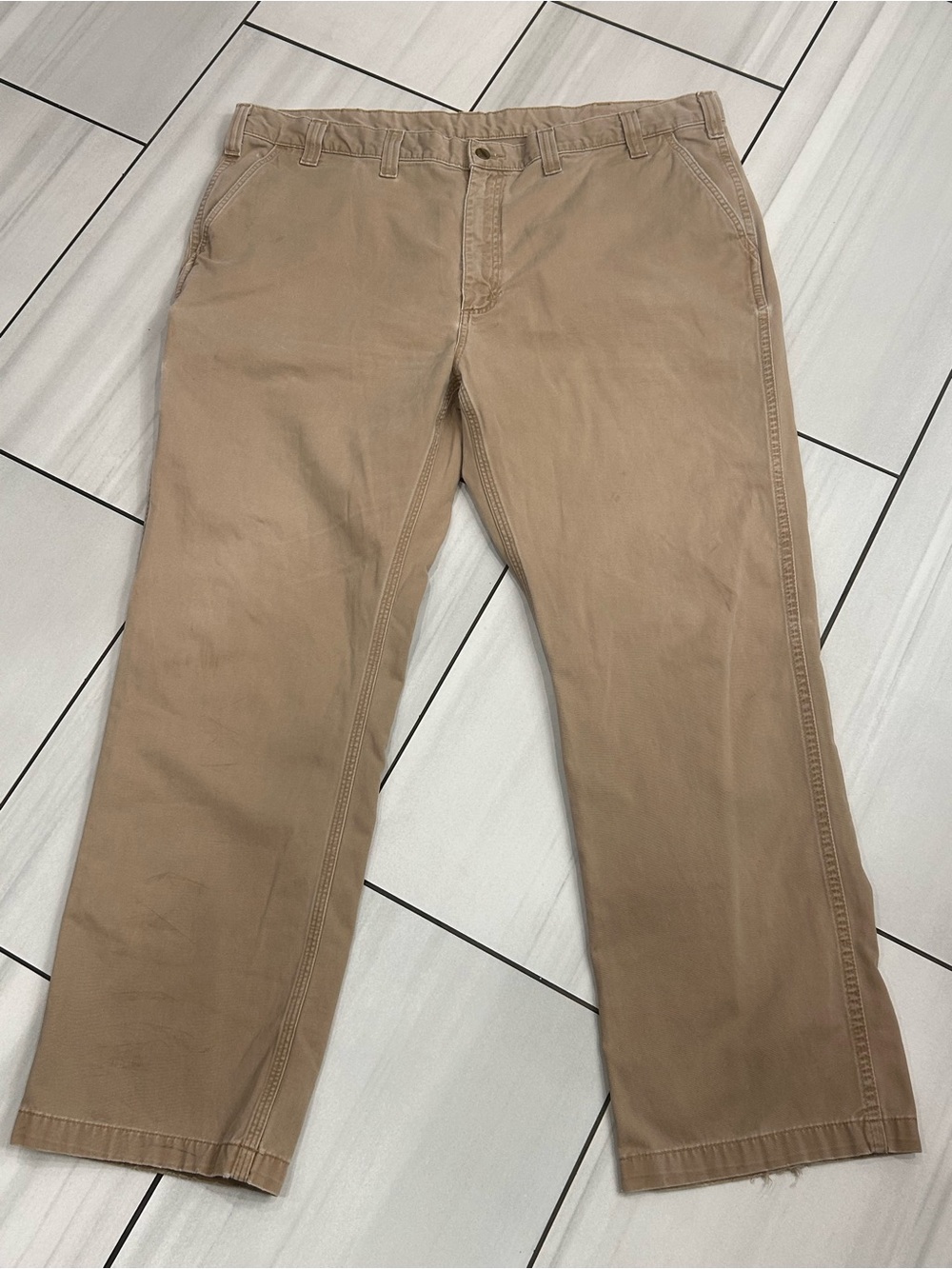 Carhartt Relaxed Fit Rugged Flex Duck Work Pants Brown 44x32 - Distressed